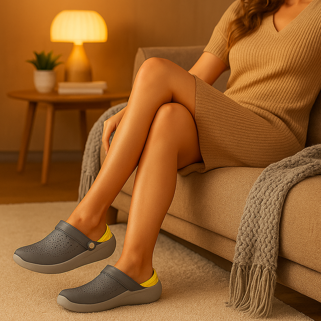 Close-up of Solara orthopedic clog flexible outsole for walking support