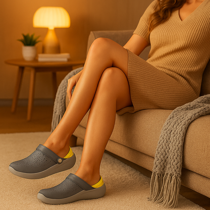 Close-up of Solara orthopedic clog flexible outsole for walking support
