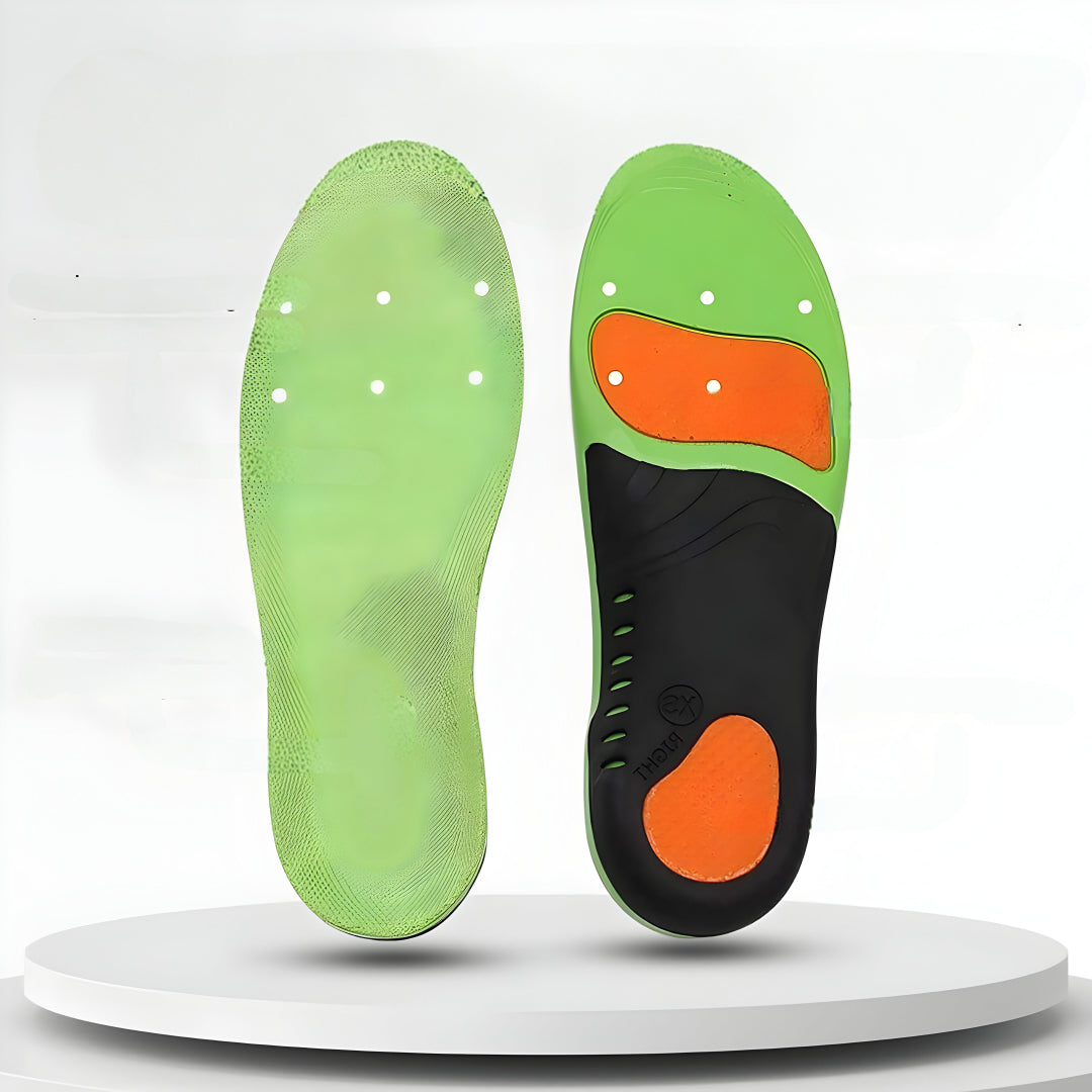 Close-up of Soleva insole arch support and pressure relief zones