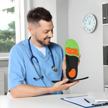 Top view of Soleva multi-layer orthopedic insoles showing memory foam surface