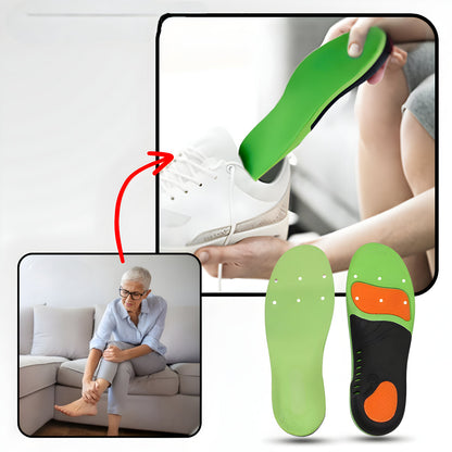 Pair of Soleva insoles showing rubber base and memory foam top layer
