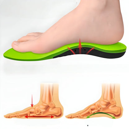Person inserting Soleva insoles into walking shoes for long-day support