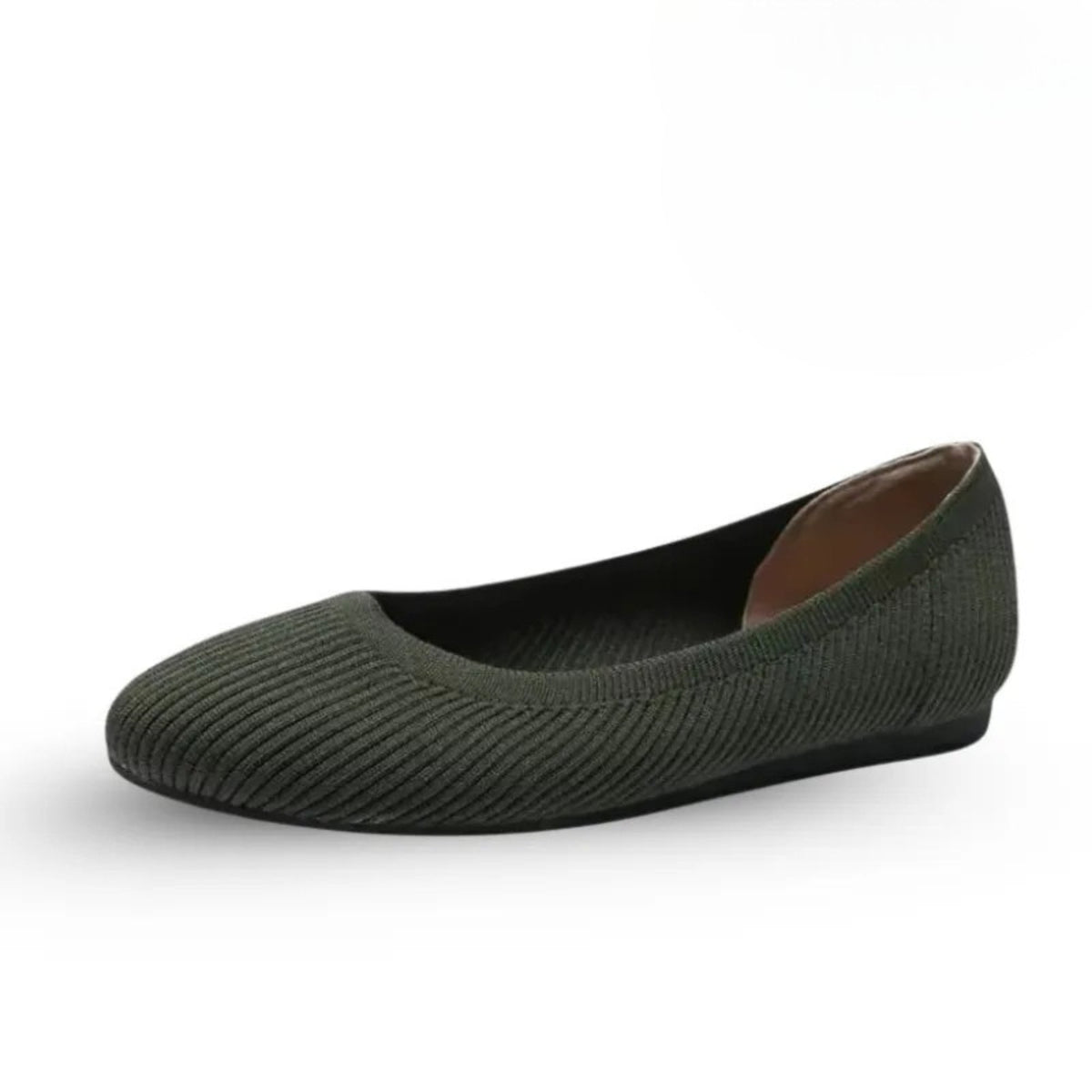 Stella hallux valgus friendly ballet flats worn walking lifestyle shot