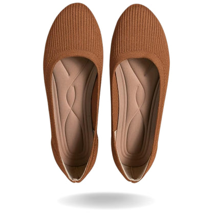 Stella women's wide-fit ballet flats worn on foot side profile