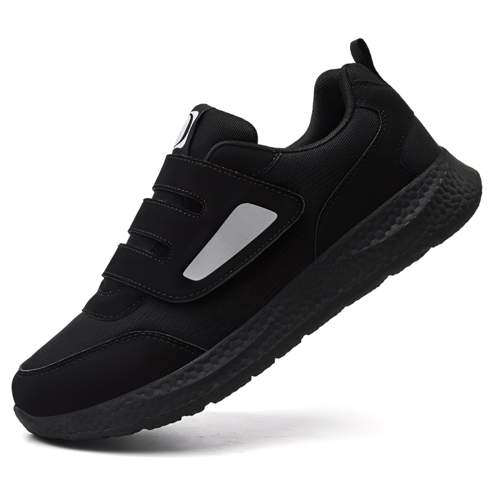 Striden men's orthopedic diabetic shoes in black with mesh and suede upper