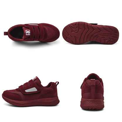 Close-up of mesh and suede upper texture on Striden men's orthopedic shoes