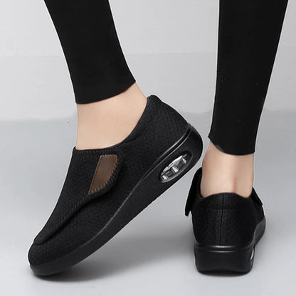 Close-up of adjustable closure on Strideo diabetic comfort shoes