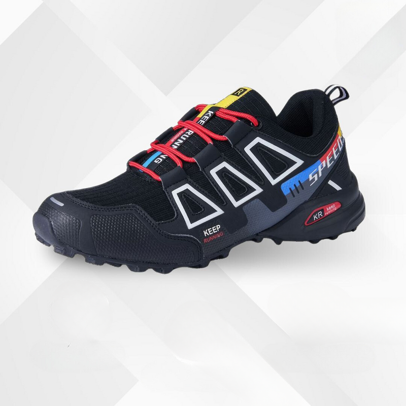 Traxon black ergonomic sneakers with joint-support sole side view