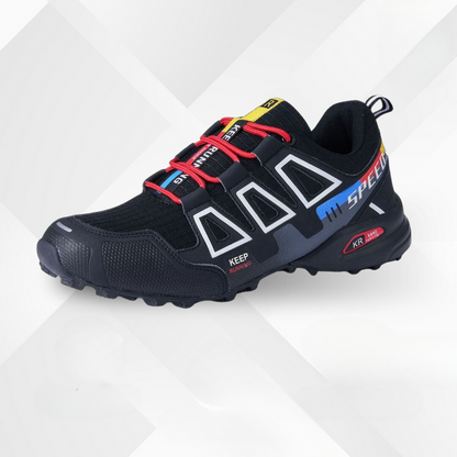 Traxon black ergonomic sneakers with joint-support sole side view