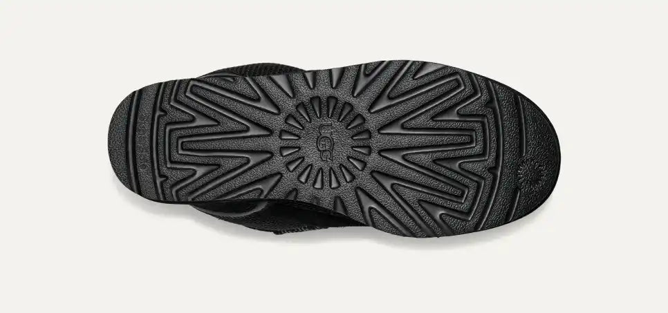 UGG Lowmel Sneaker Black colourway – top-down view showing lace and tongue