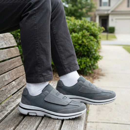 Valgora orthopedic wide-toe sneaker with fold-down upper in gray