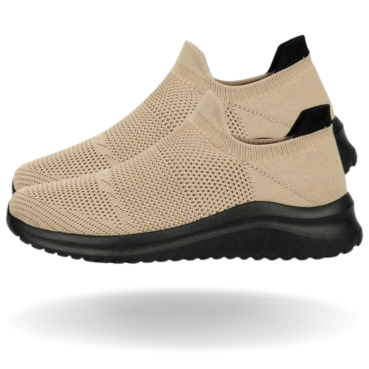Veldan black-white slip-on shoes, breathable textile upper