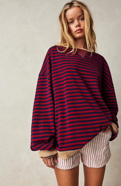 Velma women's sweater in green pink vibrant color combination