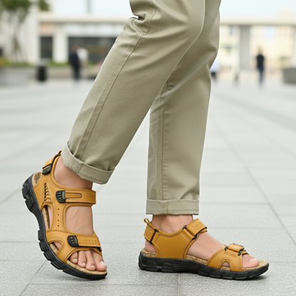 Side view of Veron men's sandals showing cushioned orthopedic insole and arch support