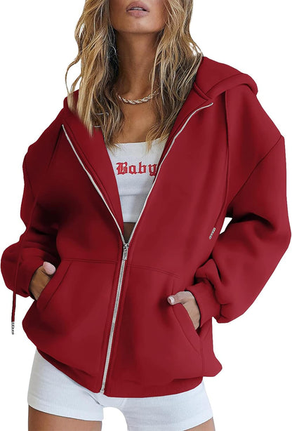 Back view of Virelle women's oversized hoodie in dark grey