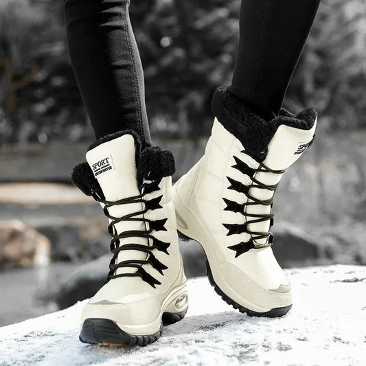 Vivara women's waterproof winter boots in white, mid-calf silhouette