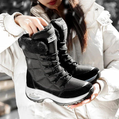 Rear view of Vivara waterproof boots showing mid-calf height