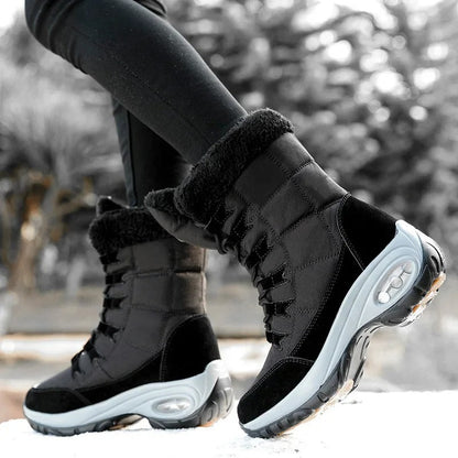 Vivara women's waterproof boots flat lay with size guide reference