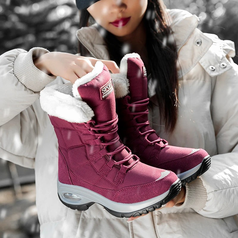 Vivara waterproof boots in dusty mauve with adjustable lacing detail