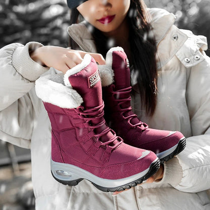 Vivara waterproof boots in dusty mauve with adjustable lacing detail