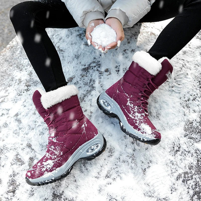 Side view of Vivara waterproof mid-calf boots in white