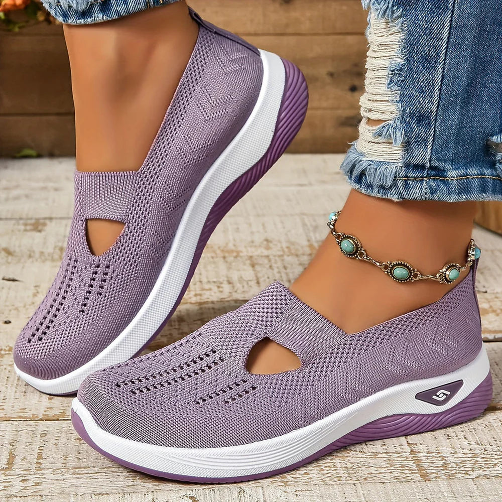 Front view of Vivienne lilac women's sneakers with realignment support