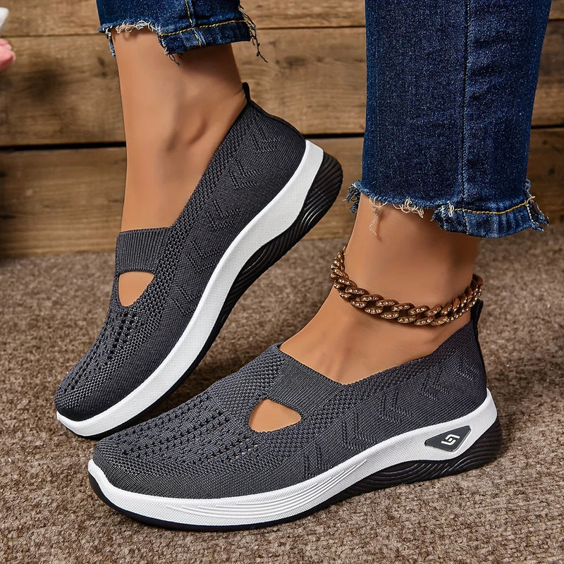 Vivienne grey women's comfort sneakers with anti-sweat feature