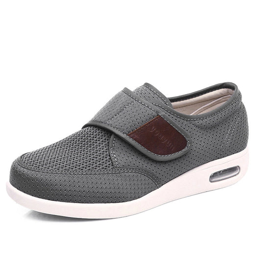 Broden wide-fit orthopedic shoes in black with adjustable velcro straps