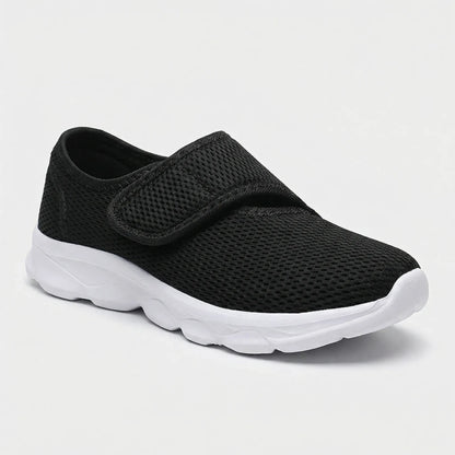 Black white orthopedic shoe with cushioned sole for all-day comfort