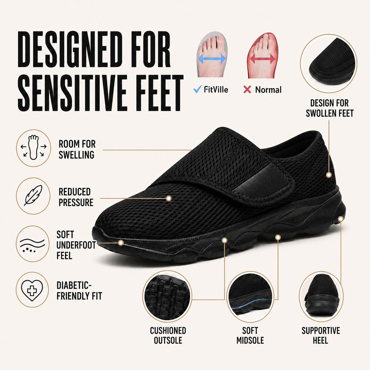 Stravio orthopedic walking shoe in blue colourway with cushioned sole