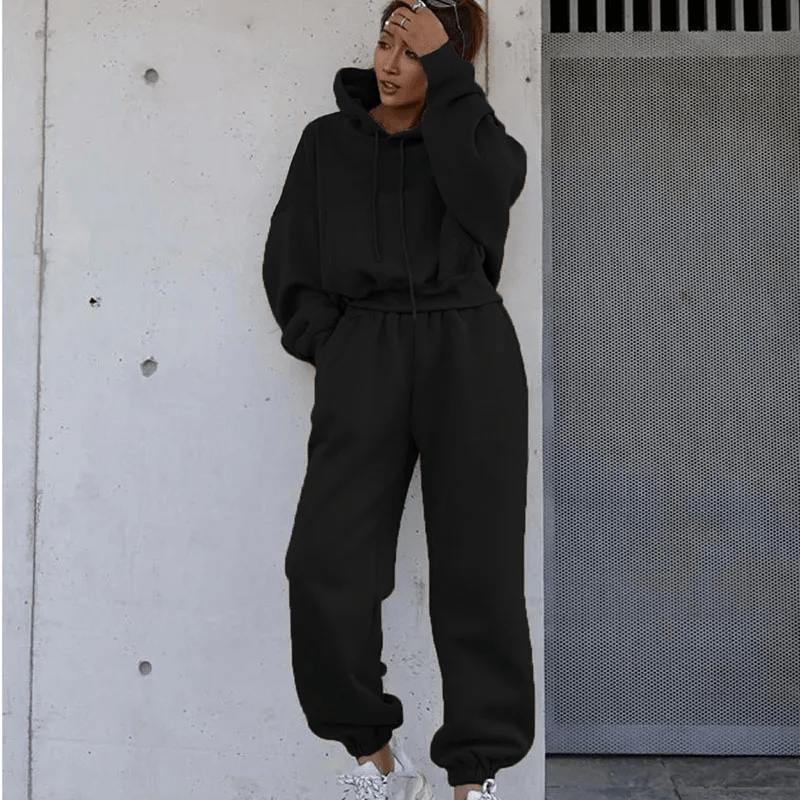 Side view of Vela women's jogger trousers with modern relaxed cut