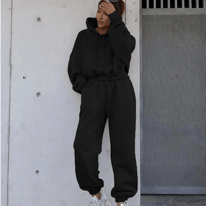 Side view of Vela women's jogger trousers with modern relaxed cut