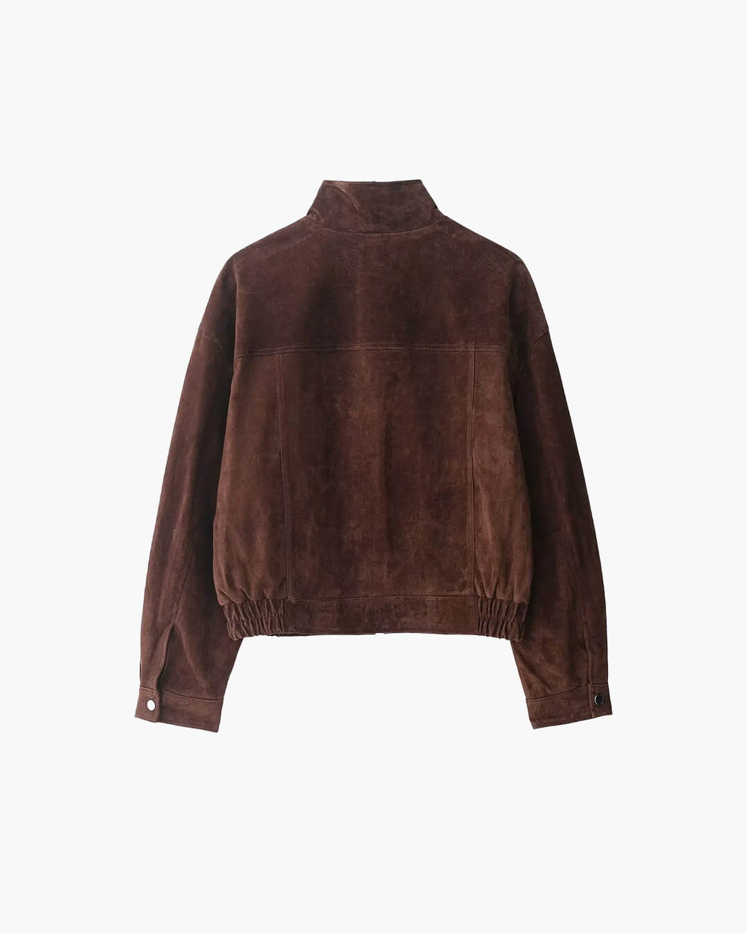 Soft-touch faux suede fabric texture detail on women's Avery jacket