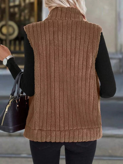Red fleece zip-up vest women's layering piece