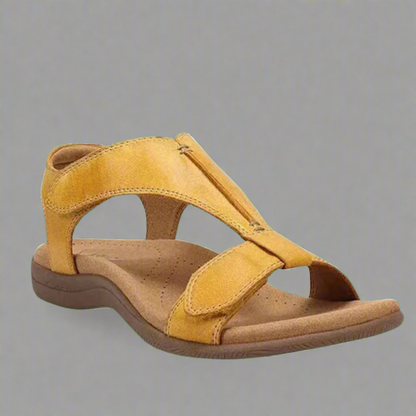 Orthopedic walking sandals with adaptive footbed and arch support for women