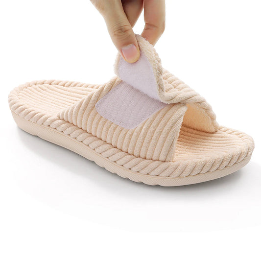 Cleo women's open-toe faux fur house slippers in black
