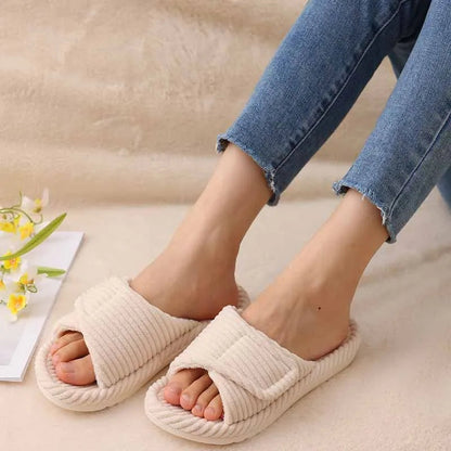 Cleo purple fuzzy slide slippers for indoor and outdoor use