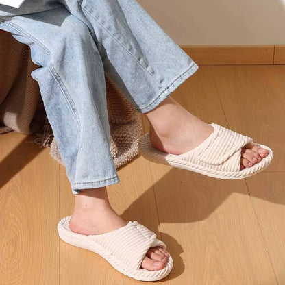 Close-up of faux fur fleece lining inside Cleo women's slippers