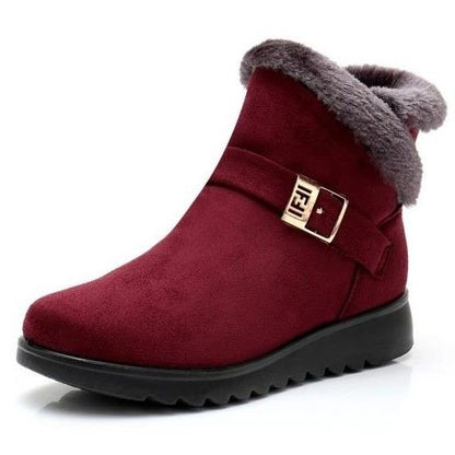 Elara women's orthopedic fur-lined winter ankle boots in red