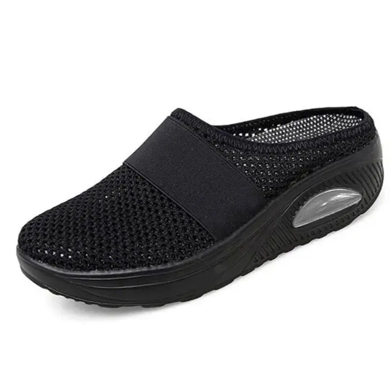 Oralie orthopedic slippers with retro platform sole, top view
