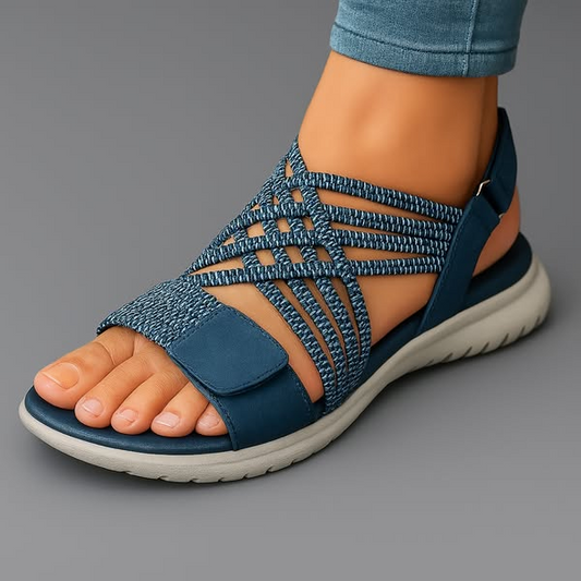 Avena women's orthopedic sandals with cushioned insole and elastic straps in black