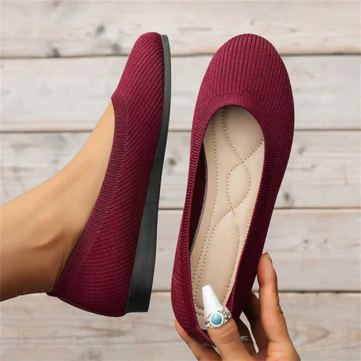 Women's comfort slip-on loafers in grey with cushioned insole detail