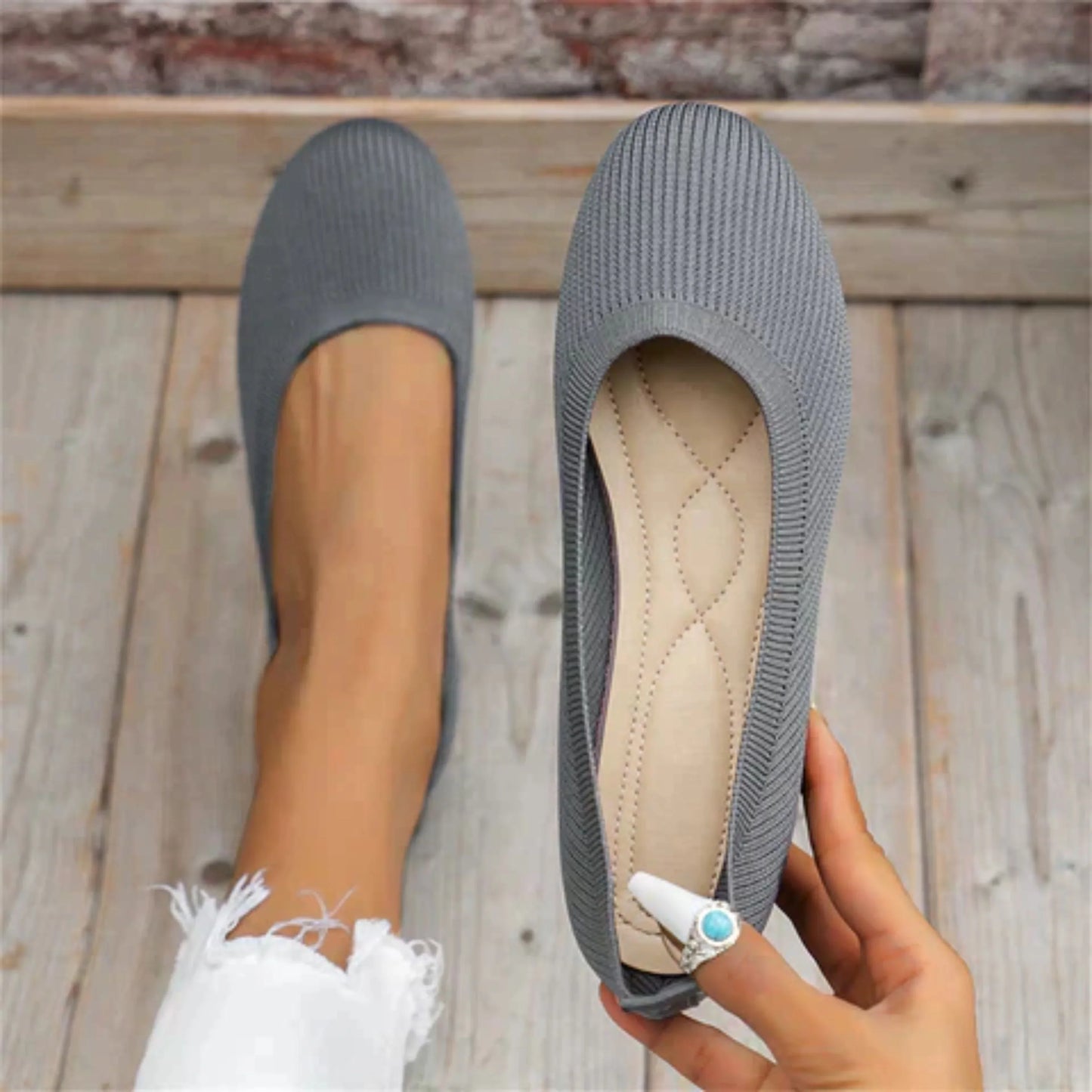 Serena orthopedic slip-on shoes in black — front view showing easy-on design