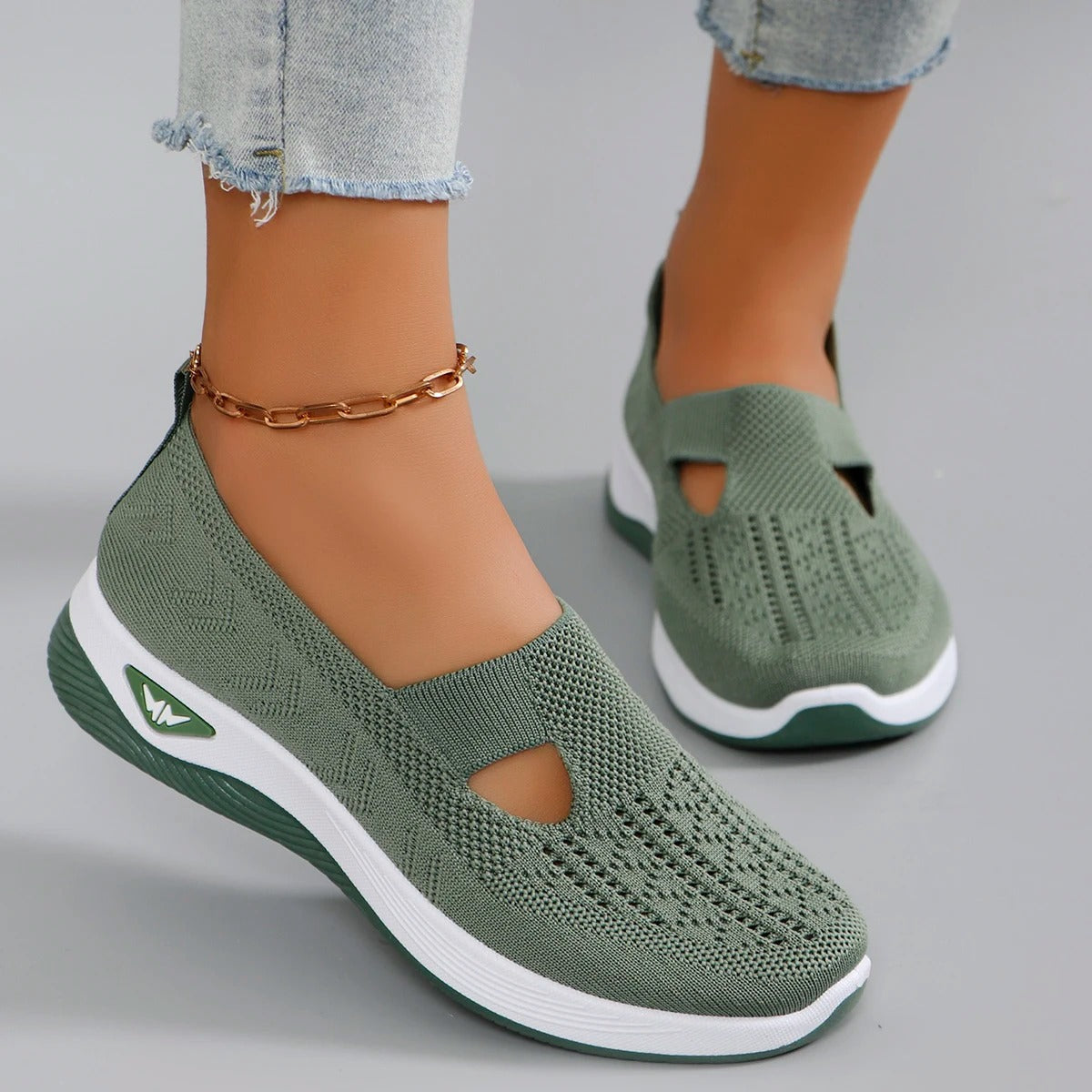 White Flexia orthopedic slippers for women — side profile view