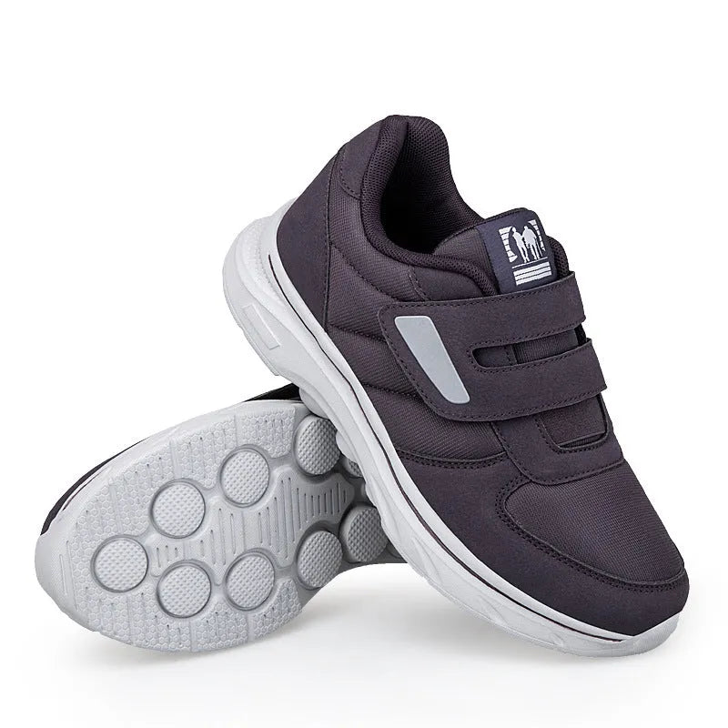 Women's orthopedic sneaker with velcro strap open for easy entry