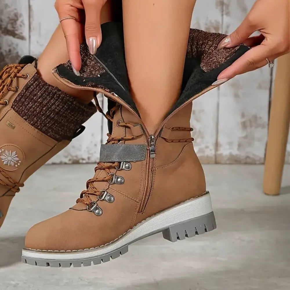 Frostiva orthopedic winter boots brown color front view
