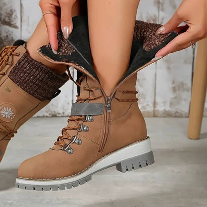 Frostiva orthopedic winter boots brown color front view