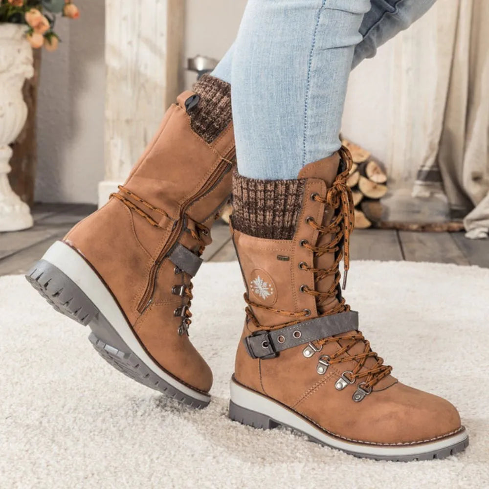 Women's Frostiva winter boots light grey color full length view