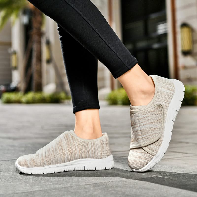 Side view of Velara wide-width orthopedic shoe with adjustable hook-and-loop closure