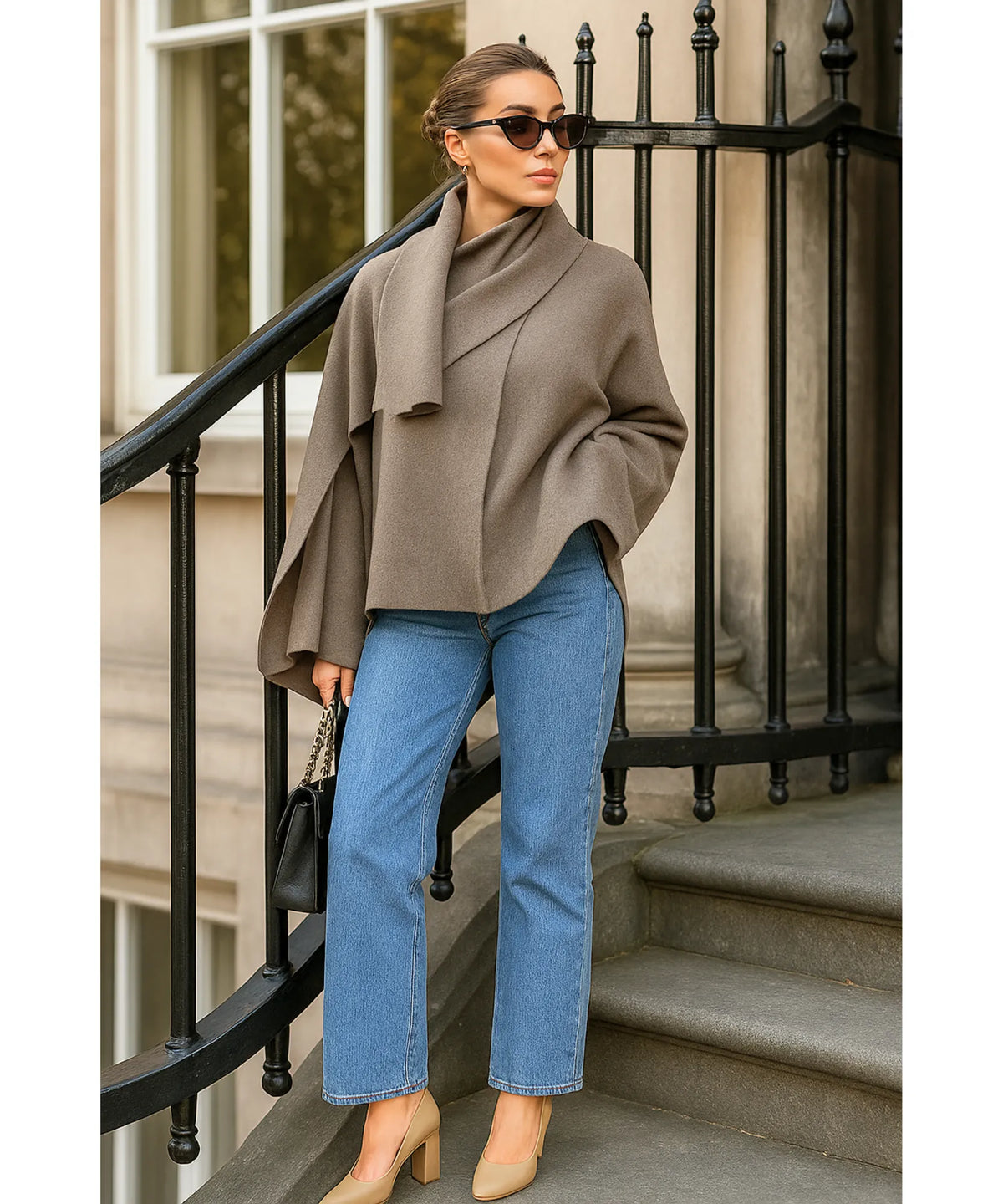 Elara women's wool coat in charcoal for winter office styling